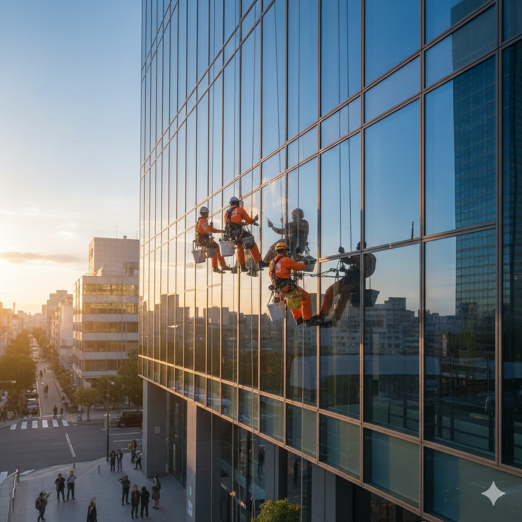 東京都の高所窓専門の窓ふき業者